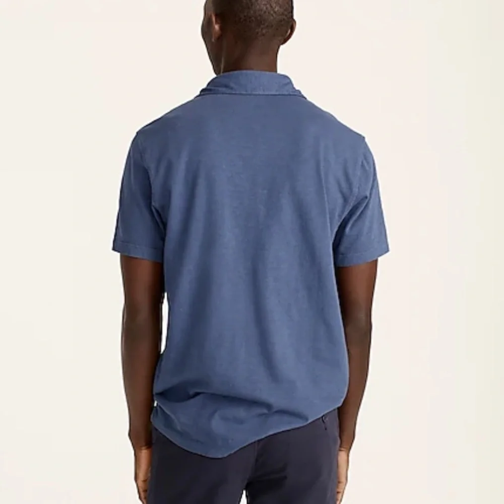J crew garment dyed slub cotton polo manor blue
